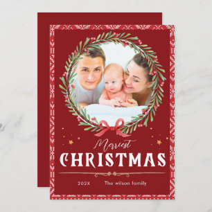 Merriest Christmas Elegant Script Photo Christmas Invitation