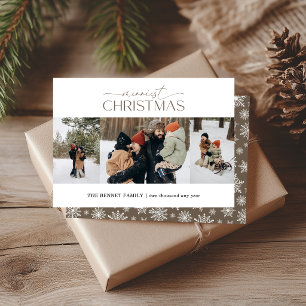 Merriest Christmas Elegant Strip 3 Photos Mud Holiday Card