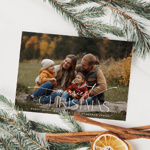 Merriest Christmas Elegant Typography Photo Holiday Card