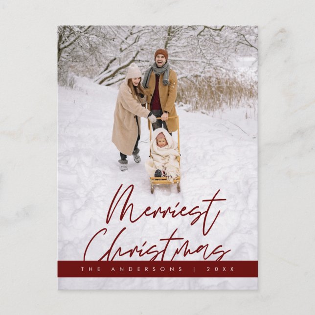 Merriest Christmas Family Photo, Cosy Greeting Postcard (Front)