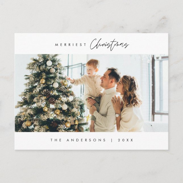 Merriest Christmas Family Photo, Cosy Happiness Postcard (Front)