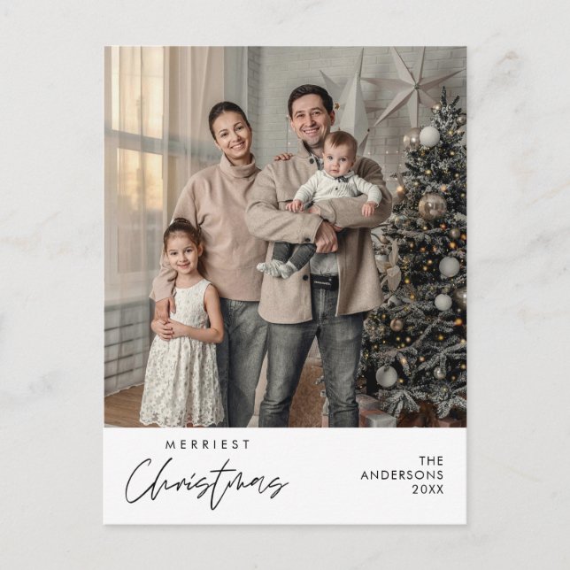 Merriest Christmas Family Photo, Cosy Happiness Postcard (Front)