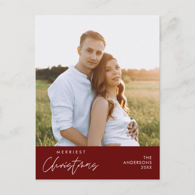 Merriest Christmas Family Photo, Cosy Happiness Postcard (Front)