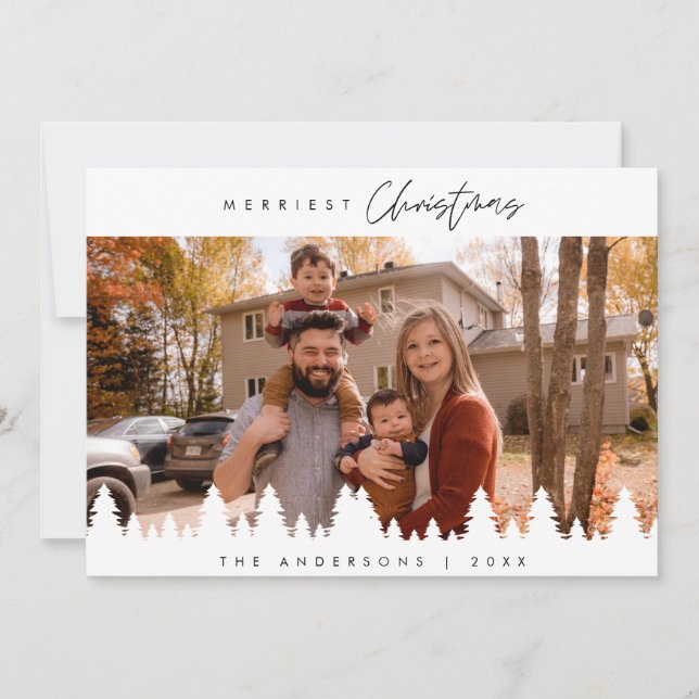 Merriest Christmas, Family Photo Downloadable Holiday Card (Front)