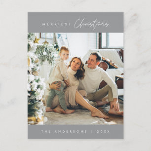 Merriest Christmas Family Photo, Emerald Green Postcard