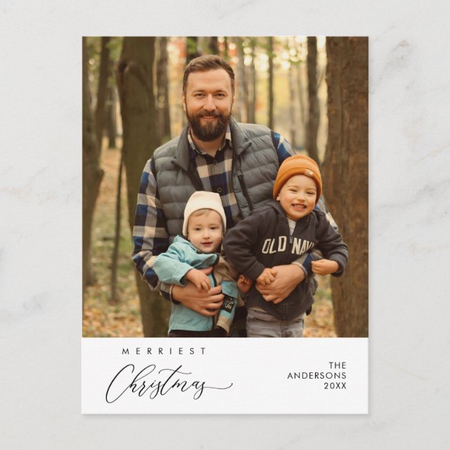 Merriest Christmas Family Photo Happiness Greeting Postcard (Front)