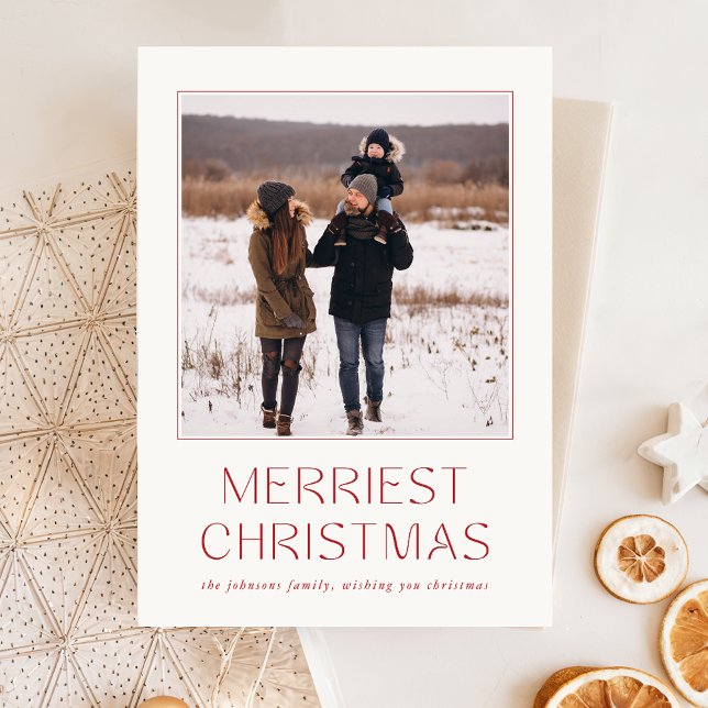 Merriest Christmas Family Photo Holiday Christmas Postcard (Creator Uploaded)