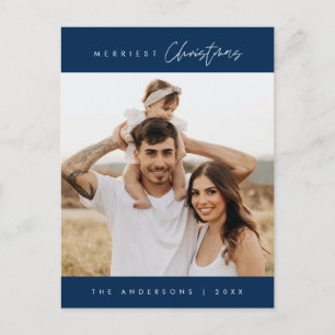 Merriest Christmas Family Photo, Modern Cosy Postcard