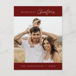 Merriest Christmas Family Photo, Modern Cosy Postcard