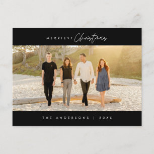 Merriest Christmas Family Photo, Modern Minimalist Postcard