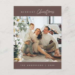 Merriest Christmas Family Photo, Modern Minimalist Postcard