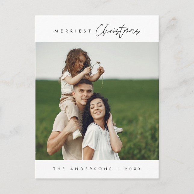 Merriest Christmas Family Photo, Outdoor Nature Postcard (Front)