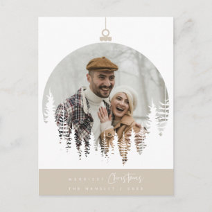 Merriest Christmas Family Photo, Pine Tree Layover Postcard