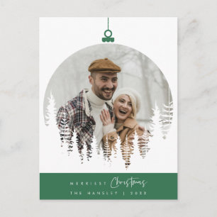 Merriest Christmas Family Photo, Pine Tree Layover Postcard