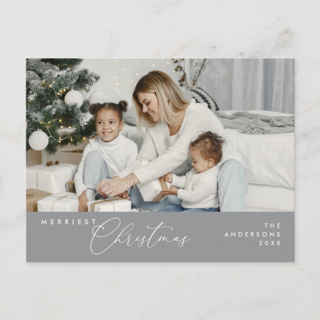 Merriest Christmas Family Photo, Season Greeting Postcard (Front)