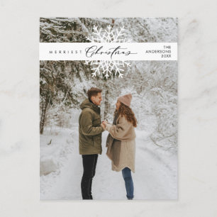 Merriest Christmas Family Photo, Snow Flakes Postcard