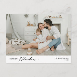 Merriest Christmas Family Photo, Winter Happiness Postcard