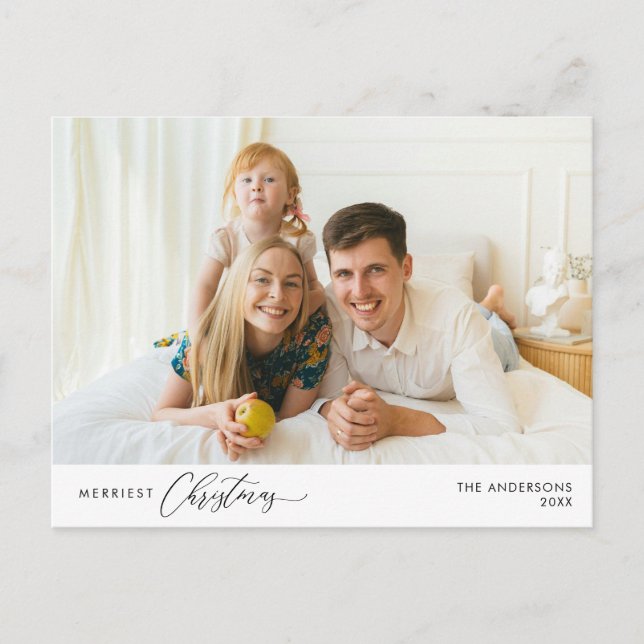 Merriest Christmas Family Photo, Winter Happiness Postcard (Front)