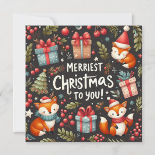 Merriest Christmas Forest fantasy  Holiday Card