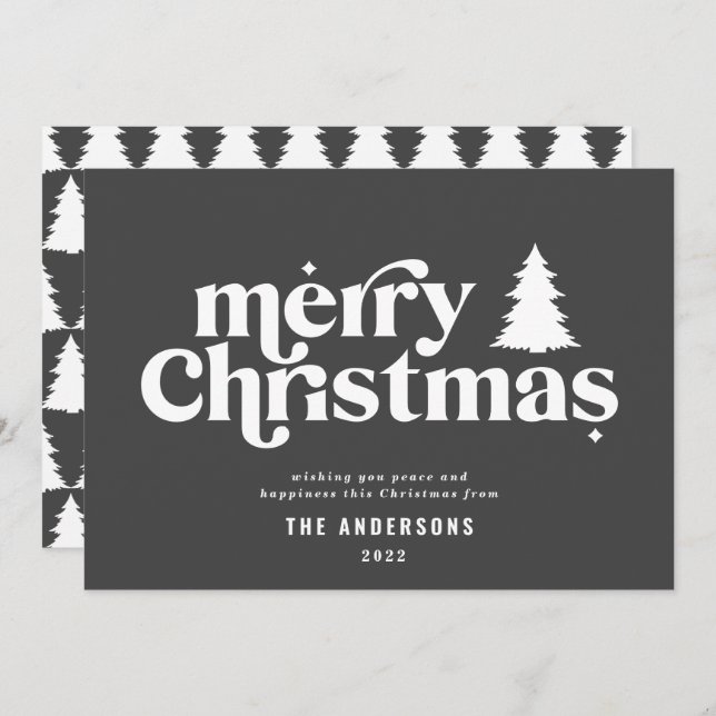 Merriest Christmas graphic typography non photo Fo Holiday Card (Front/Back)
