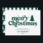 Merriest Christmas graphic typography non photo  H Holiday Card<br><div class="desc">Merriest Christmas graphic typography non photo holiday card. With modern hand drawn text and trees.</div>