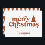 Merriest Christmas graphic typography non photo Ho Holiday Card<br><div class="desc">Merriest Christmas graphic typography non photo holiday card. With modern hand drawn text and trees.</div>