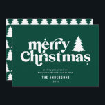 Merriest Christmas graphic typography non photo  Holiday Card<br><div class="desc">Merriest Christmas graphic typography non photo holiday card. With modern hand drawn text and trees.</div>