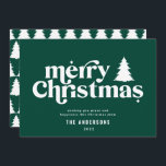 Merriest Christmas graphic typography non photo  Holiday Card<br><div class="desc">Merriest Christmas graphic typography non photo holiday card. With modern hand drawn text and trees.</div>