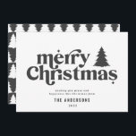 Merriest Christmas graphic typography non photo  Holiday Card<br><div class="desc">Merriest Christmas graphic typography non photo holiday card. With modern hand drawn text and trees.</div>