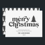 Merriest Christmas graphic typography non photo  Holiday Card<br><div class="desc">Merriest Christmas graphic typography non photo holiday card. With modern hand drawn text and trees.</div>