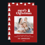 Merriest Christmas graphic typography photo  Holid Holiday Card<br><div class="desc">Merriest Christmas graphic typography photo holiday card. With modern hand drawn text and trees.</div>