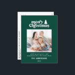 Merriest Christmas graphic typography photo  Holiday Postcard<br><div class="desc">Merriest Christmas graphic typography photo holiday card. With modern hand drawn text and trees.</div>