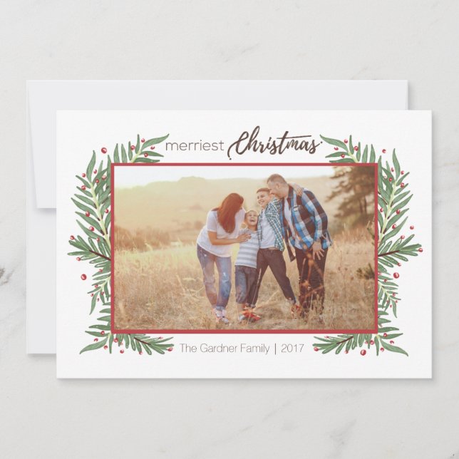 Merriest Christmas Holly Card (Front)