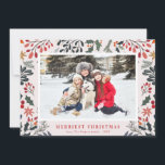 MERRIEST CHRISTMAS | lovely foliage Holiday Card<br><div class="desc">This greeting card features a lovely red background and winter foliage pattern. You can personalise the text details and colours.</div>