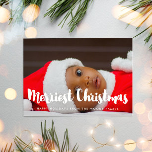 Merriest Christmas Modern Family Photo Holiday Card