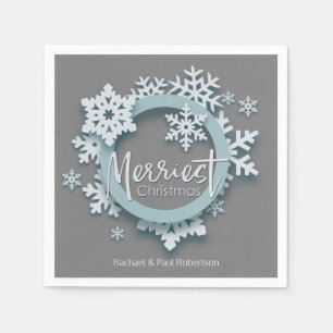 Merriest Christmas Modern Holiday Style Napkin