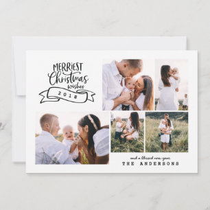 merriest christmas modern script photo holiday card