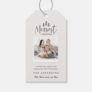 Merriest Christmas photo rustic farmhouse red Gift Tags