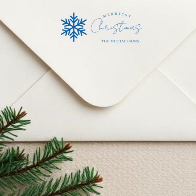 Merriest Christmas Snowflake Blue Self-inking Stamp (Creator Uploaded)