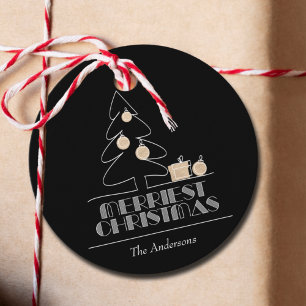 Merriest Christmas Tree Black Holiday Favour Tags