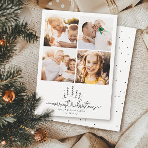 Merriest Christmas Tree Modern Photo Collage Holiday Card