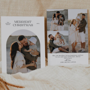 Merriest Christmas Typography Arch Photo Holiday Card