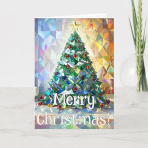 Merriest Christmas Wishes Geometric Xmas Tree  Holiday Card
