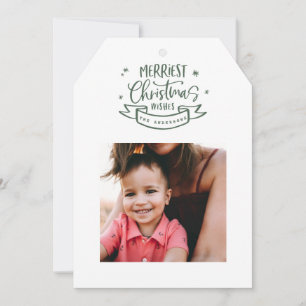 Merriest christmas wishes green christmas photo holiday card