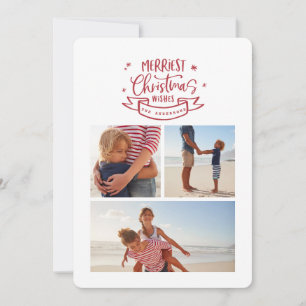 Merriest christmas wishes multi photo Christmas Holiday Card