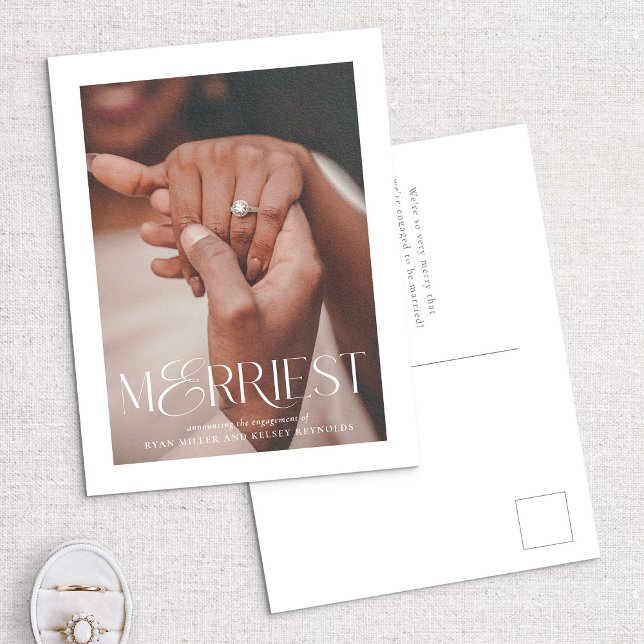 Merriest Engagement Holiday Photo Postcard (Creator Uploaded)