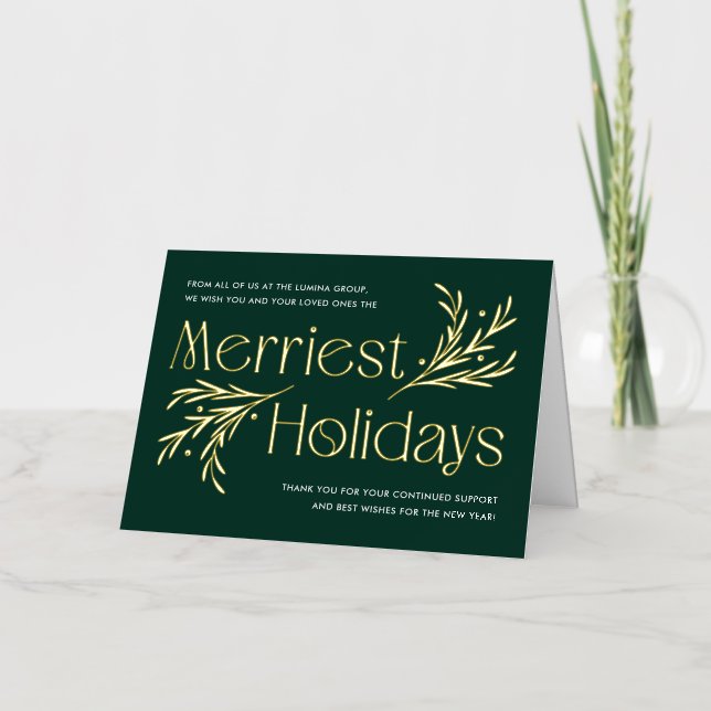 Merriest Holiday FOIL Business Holiday Card (Front)