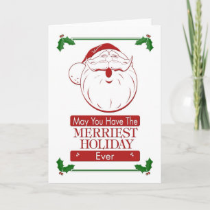 merriest holiday retro santa card