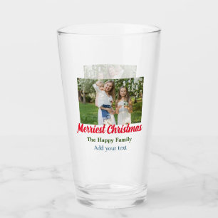 Merriest joyful christmas holiday add family name glass