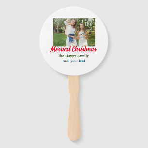 Merriest joyful christmas holiday add family name  hand fan
